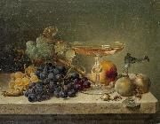 Johann Wilhelm Preyer nuts and a glass on a marble ledge china oil painting artist